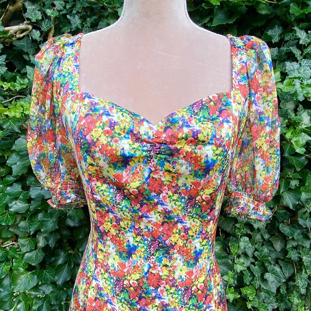 NWT!  MARCHESA NOTTE  Floral Chiffon High Low Dress Size 8